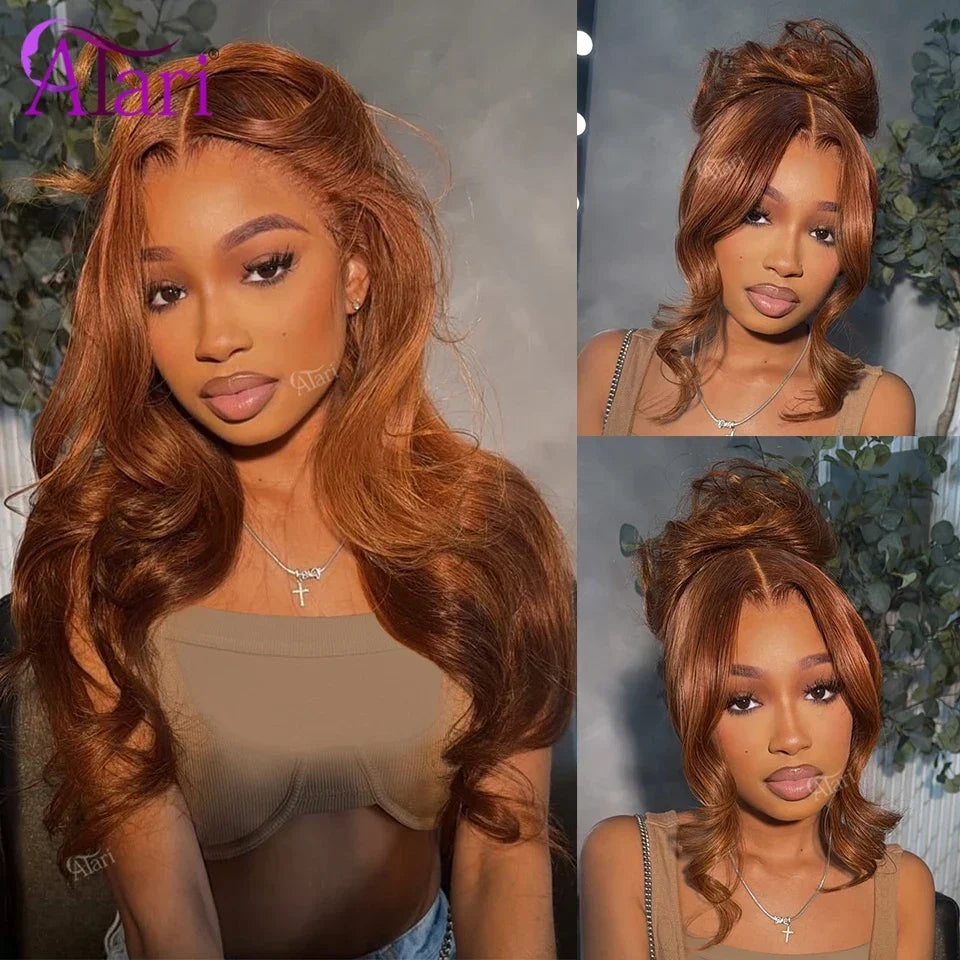 4x4 Copper Ginger Brown Body Wave Closure Wig Transparent 13x4 13x6 Lace Frontal Brazilian Human Hair Wigs for Women Pre Plucked