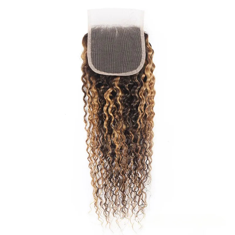 20Inch Highlight 4x4 Lace Closure Human Hair P427 Straight Body Wave Deep Kinky Curly Transparent Closure Brazilian Virgin Hair