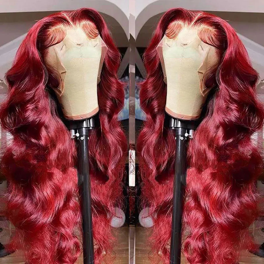 Body Wave Wig Burgundy Lace Front Wig 13x4 13x6 Hd Lace Frontal Wig 4x4 Lace Wig Human Hair Pre Plucked 99j Red Colored Wig