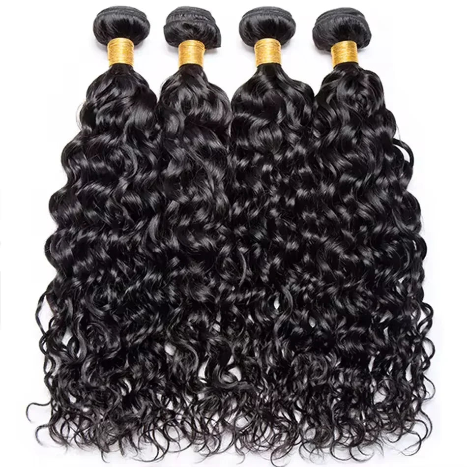 Water Wave Bundles With 4x4 Lace Closure Burmese Virgin Human Hair Water Curly Bundles With Closure Human Hair Weave Extension