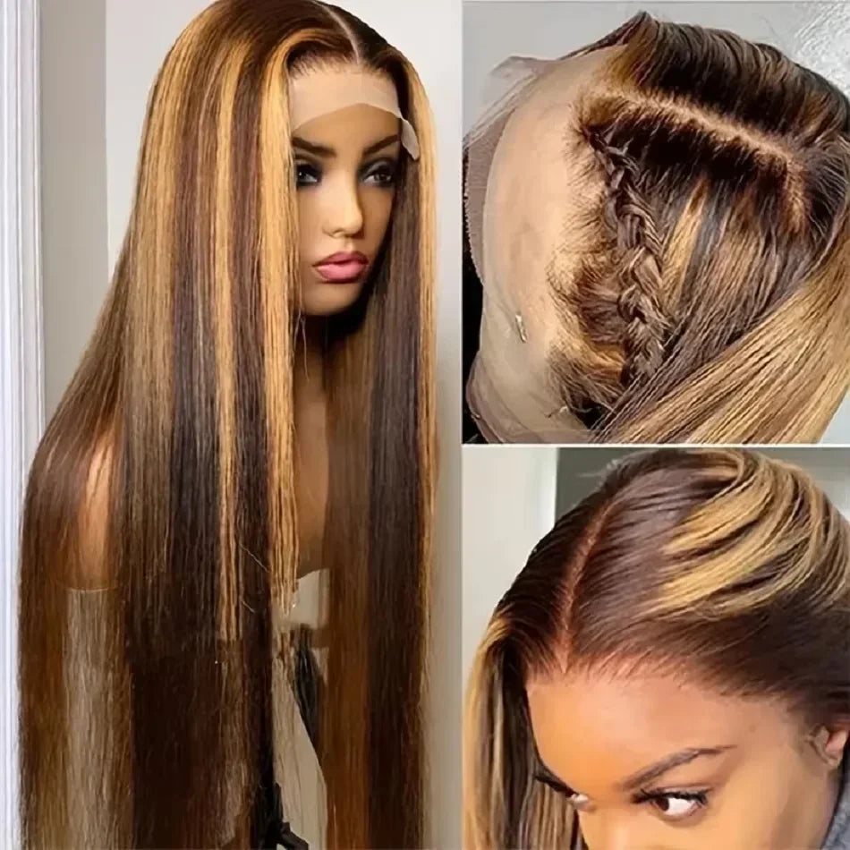 HD Highlight 13x4 Bone Straight Lace Front Wig Vietnamese Honey Blonde 13x6 Lace Frontal Wigs Remy Human Hair Wig Pre Plucked
