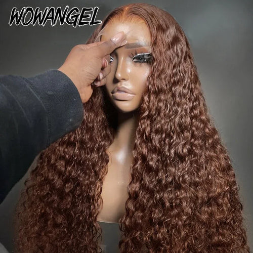 250% Chocolate Brown 13x6 HD Lace Front Human Hair Wigs 13x4 Full Frontal Water Wave Wig PrePlucked Undetectable Lace Curly Hair