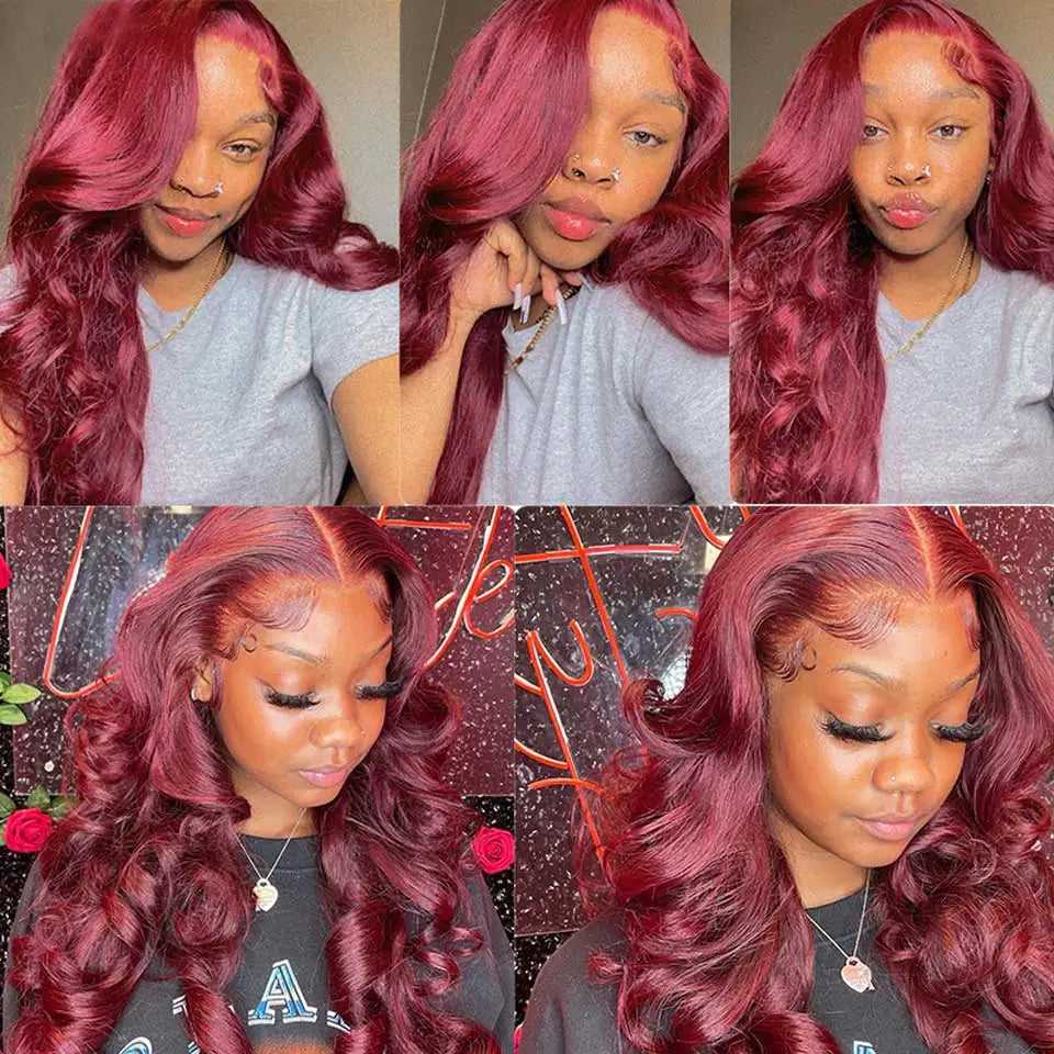Body Wave Wig Burgundy Lace Front Wig 13x4 13x6 Hd Lace Frontal Wig 4x4 Lace Wig Human Hair Pre Plucked 99j Red Colored Wig