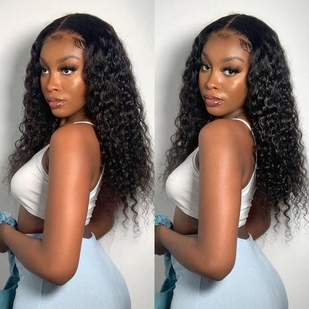 Deep Wave Frontal Wig 13x6 HD Lace Frontal Wig 13X4 28 30 32 34 36 Inch Human Hair Lace Frontal Wig Deep Curly Lace Front Wig