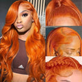 Ginger Human Hair Wigs Body Wave Frontal Wig 13X6 Human Hair 30 Inch Colored Lace Front Wig Brazilian Hair 250 Density For Women
