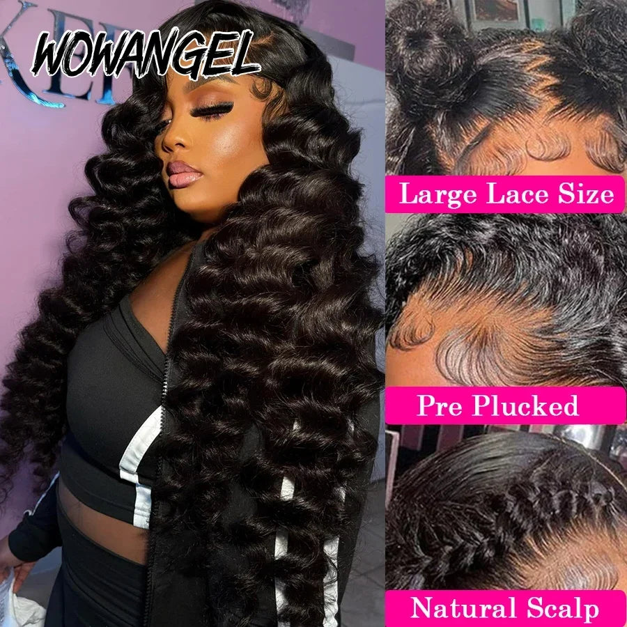 Loose Wave Lace Front Human Hair Wigs Jet Black 13x6 HD Lace Frontal Wigs SkinLike HD Lace Pre Plucked Glueless Wig For Women