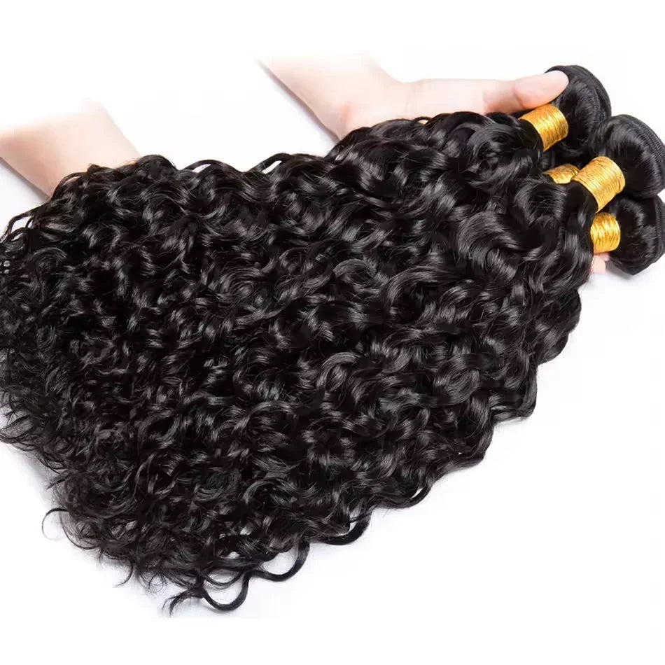 Water Wave Bundles With 4x4 Lace Closure Burmese Virgin Human Hair Water Curly Bundles With Closure Human Hair Weave Extension