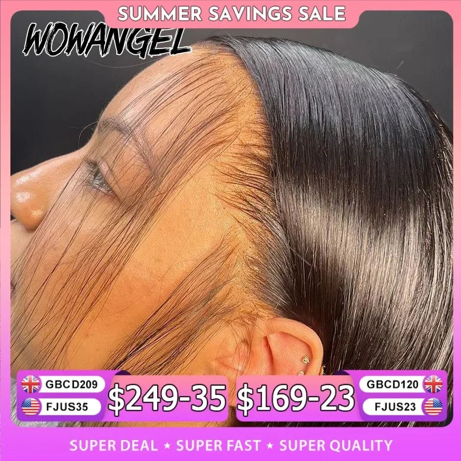 WOW ANGEL HD Lace Front Wigs 250% 13x6 HD Lace Front Wigs Straight Hair Invisible HD Lace Melt Skin HD Lace Front Human Hair Wig