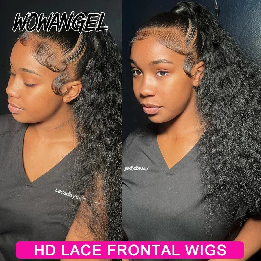 Wow Angel Water Wave HD Full Lace Frontal Wigs 36 inches 250% Human Hair Wigs Brazilian Hair Pre Plucked Glueless Wigs For Women