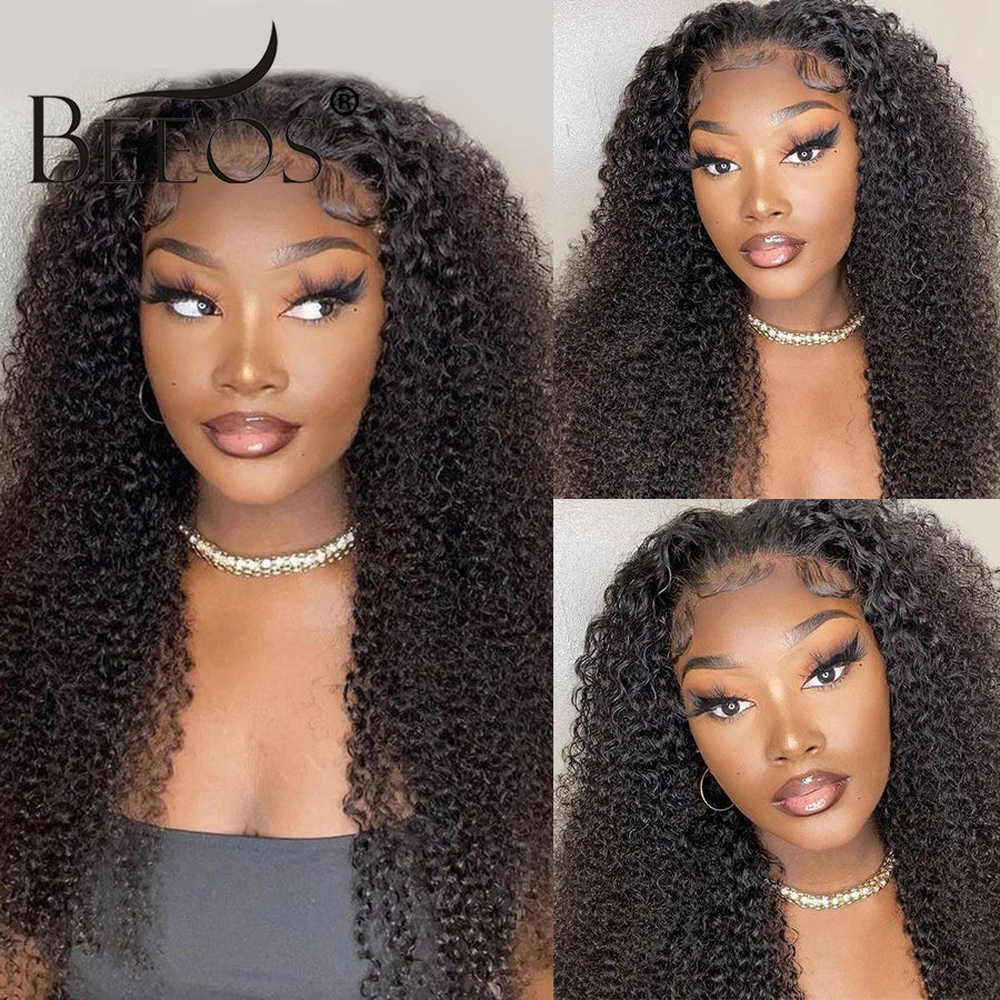 BEEOS Jerry Curly Glueless 250% Skinlike 13x6 HD Lace Front Human Hair Wigs Preplucked 5x5 HD Transparent Lace Wigs For Women