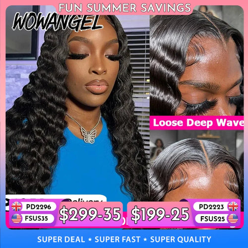 250% Loose Deep Wave Human Hair Wigs Pre Plucked 13x6 HD Full Frontal Wigs 100% Human Hair Curly Lace Front Wigs For Black Women