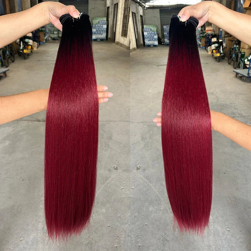 613 Honey Blonde Straight Hair Bundles Ombre Hair Extension 30 32 34 36Inch Super Long Hair Grey Synthetic Straight Hair Weaving