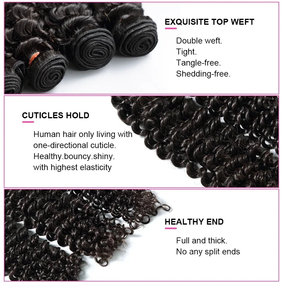 Rosabeauty Deep Wave Human Hair Bundles Brazilian 3 4 Bundles Remy Curly Water Wave Human Hair Extensions Double Weft