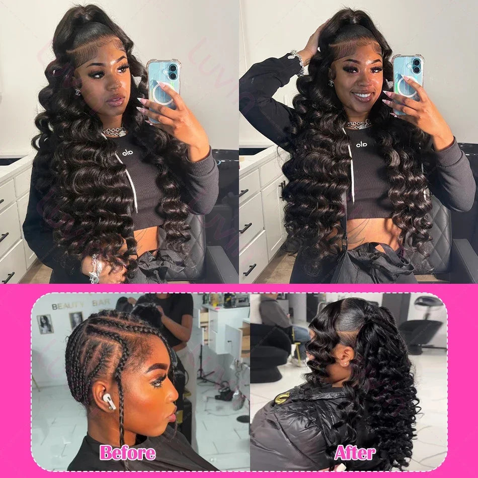 Luvin Loose Deep Wave Raw Human Hair Bundles 34 Inch 1/3/5 Brazilian Double Weft Virgin Curly Bundles Deep Wave Extensions