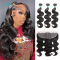 Ali Grace Hair Brazilian Body Wave Bundles With Frontal 13x4 Body Wave Human Hair 3 Bundles With 13x4 Frontal Transparent Lace
