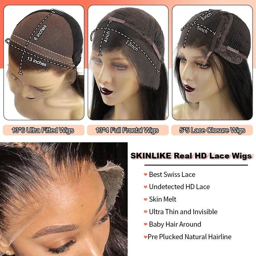 250% Glueless 13x6 HD Lace Frontal Human Hair Wigs Wear&Go Preplucked 5x5 HD Lace Closure Wig For Black Women Loose Deep Wave
