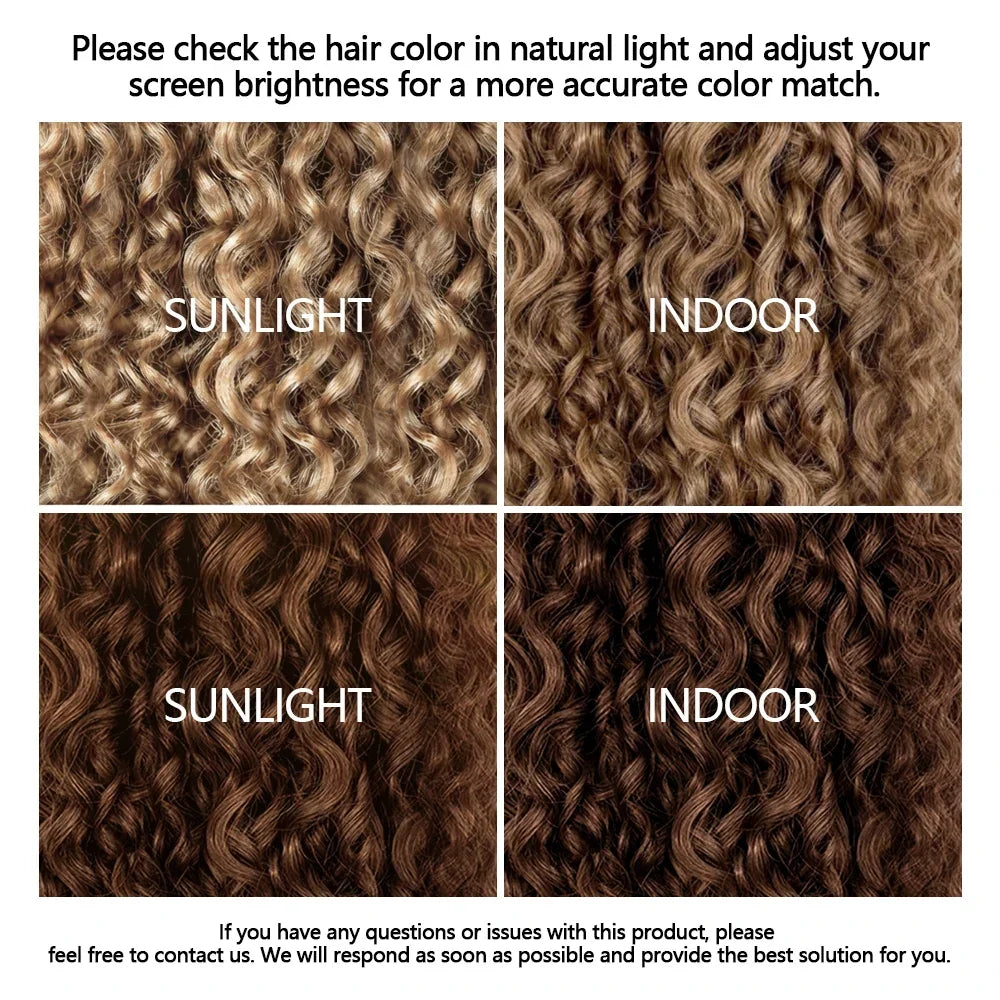 #4 Brown Highlight Human Crochet Hair With String Body Wave Invisible Pre Separated Knotless Crochet Hair Extensions For Braid