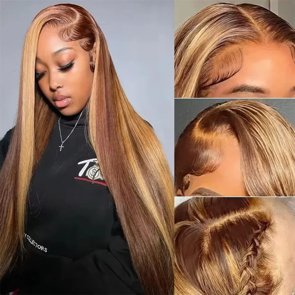 HD Highlight 13x4 Bone Straight Lace Front Wig Vietnamese Honey Blonde 13x6 Lace Frontal Wigs Remy Human Hair Wig Pre Plucked