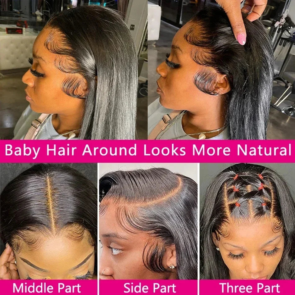 13x4 13x6 Hd Bone Straight Transparent Lace Front Wig Human Hair 40 Inch Pre Plucked Lace Front Wigs 200 Density Human Hair Wigs