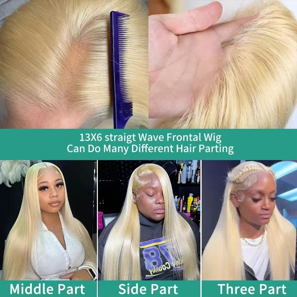 Rosabeauty 40 Inch 13x4 Straight 613 Hd Honey Blonde Lace Front Human Hair Wigs Brazilian 13x6 Color Lace Frontal Wigs For Women