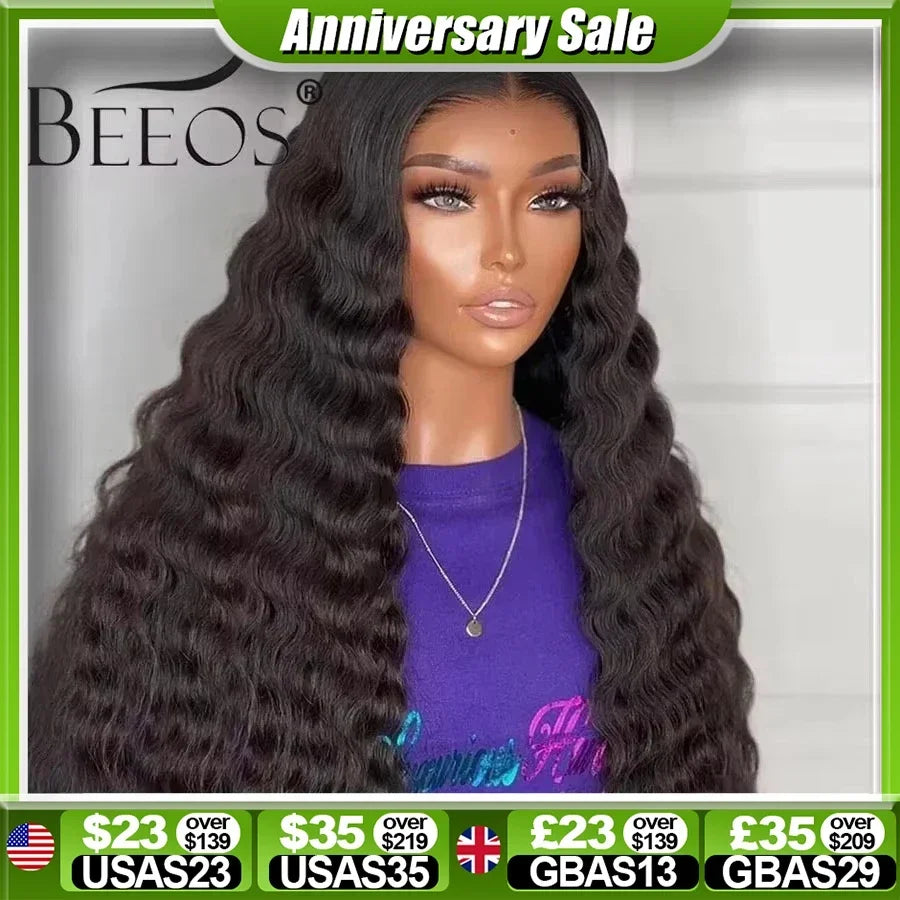250% Glueless 13x6 HD Lace Frontal Human Hair Wigs Wear&Go Preplucked 5x5 HD Lace Closure Wig For Black Women Loose Deep Wave