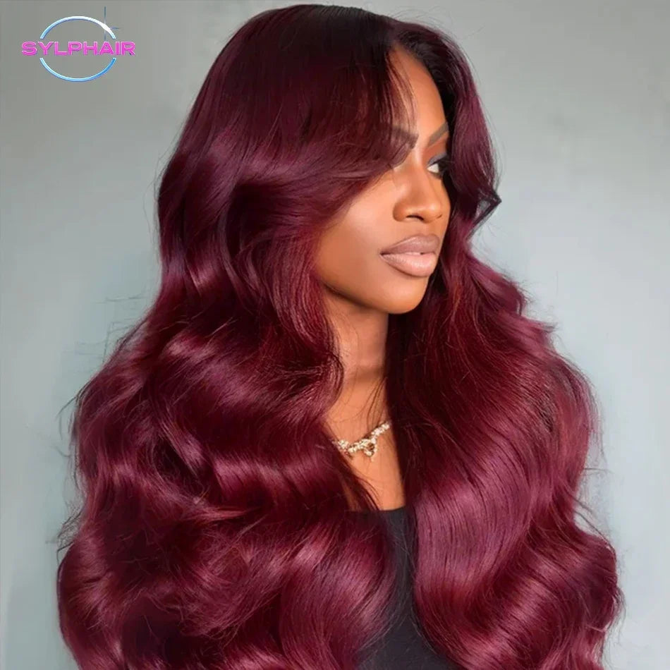 Body Wave Wig Burgundy Lace Front Wig 13x4 13x6 Hd Lace Frontal Wig 4x4 Lace Wig Human Hair Pre Plucked 99j Red Colored Wig