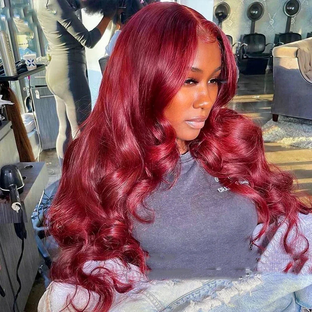 Body Wave Wig Burgundy Lace Front Wig 13x4 13x6 Hd Lace Frontal Wig 4x4 Lace Wig Human Hair Pre Plucked 99j Red Colored Wig